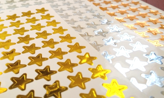 reward stickers 312 gold silver bronze 12mm star sticker set on 3